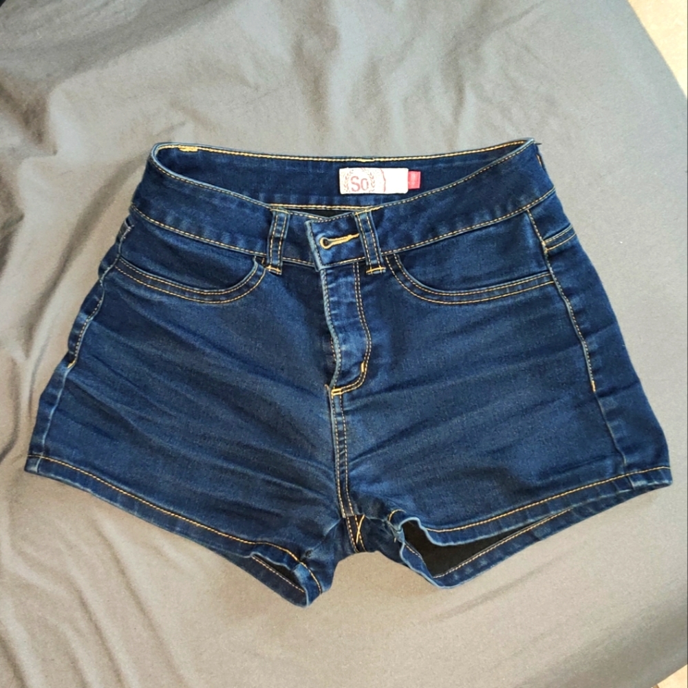 SO Mini Shorts Dark Wash Denim Navy Size 1 XS Small